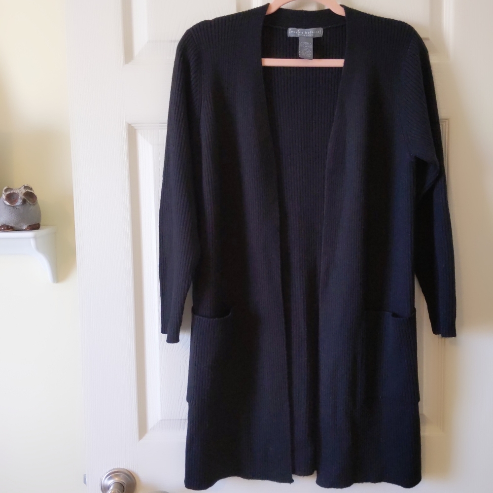 Jessica Holbrook Long Black Cardigan with Pockets XS